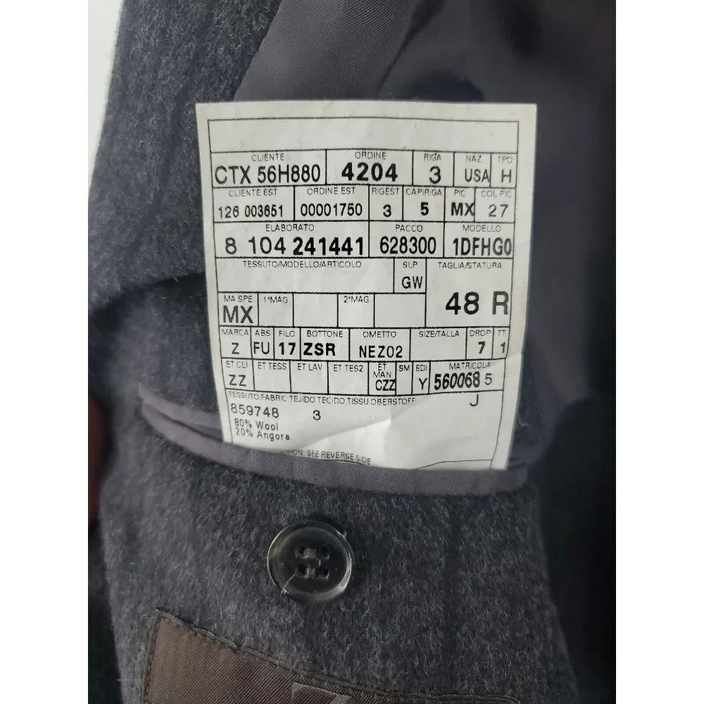 Recent Z Zegna 38R Angora Wool Gray Tonal Stripe Unstructured Sport‎ Coat